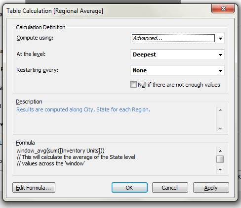 Edit Table Calculation - Advanced functionality part 2