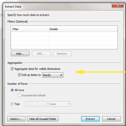 Step 2: Create the Aggregated TDE - Extract Data