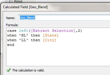 Step 4: Create Calculated fields in the ‘_master’ data source only - Calculated Field [Geo_Blend]
