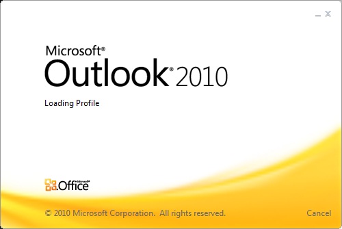 outlook hangs on loading profile