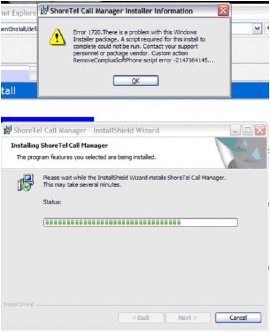 ShoreTel PCM Error 1720