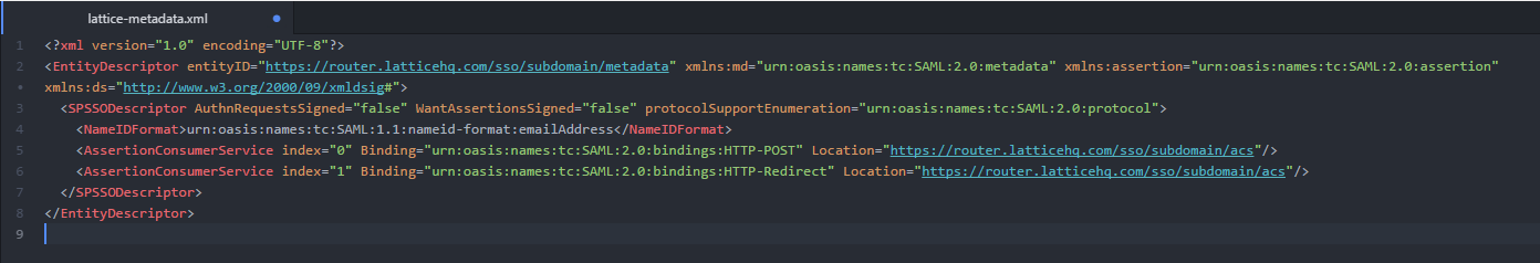 Lattice SAML Metadata